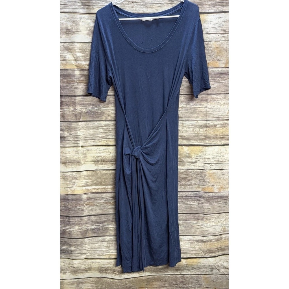 Athleta In A Twist T-shirt Tie Dress Women Medium Blue Stretch Micromodal Blend